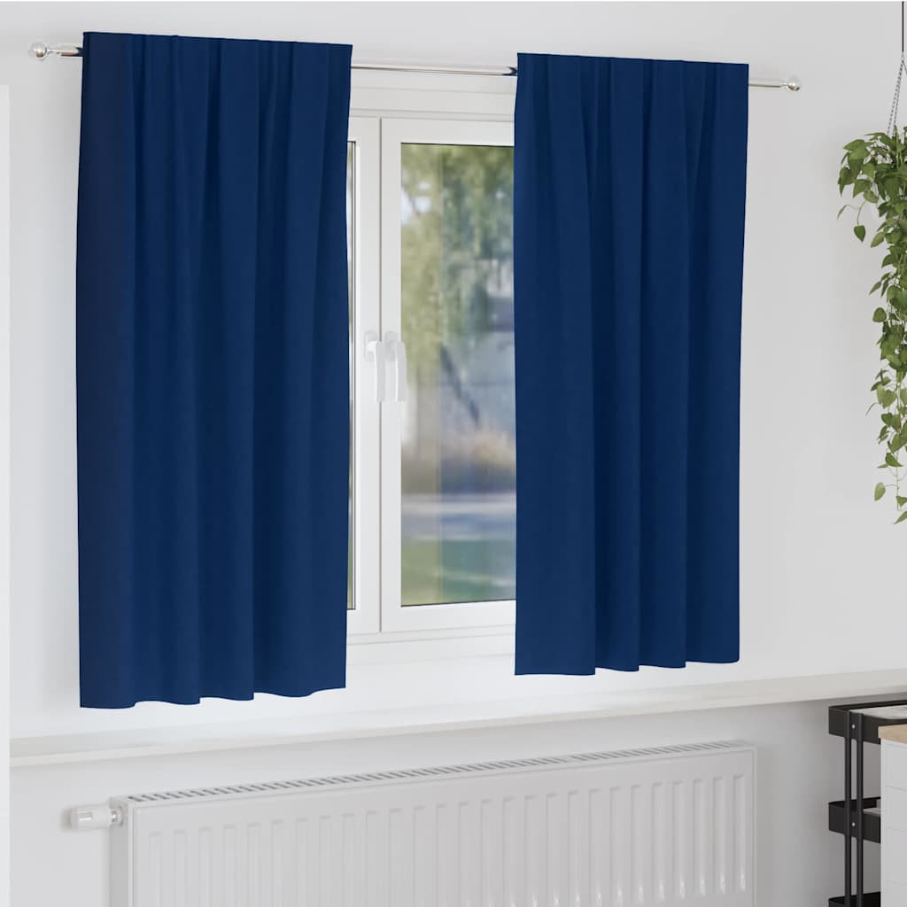 vidaXL Verdunkelungs-Vorhänge mit Ringen 2 pcs Dunkelblau 175 x 140 cm