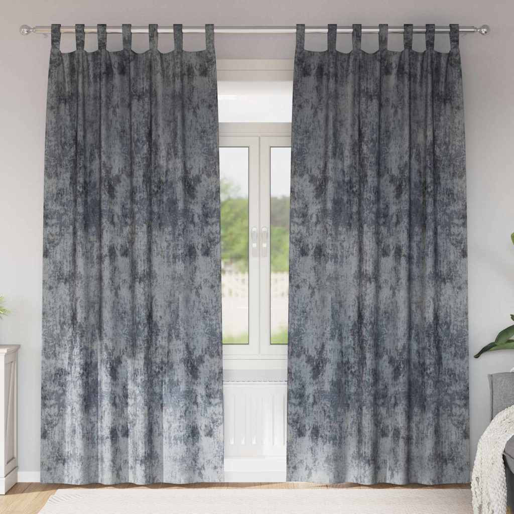 vidaXL Samtvorhänge mit Vorhängen 2 pcs Silber Grau 225 x 140 cm Samt