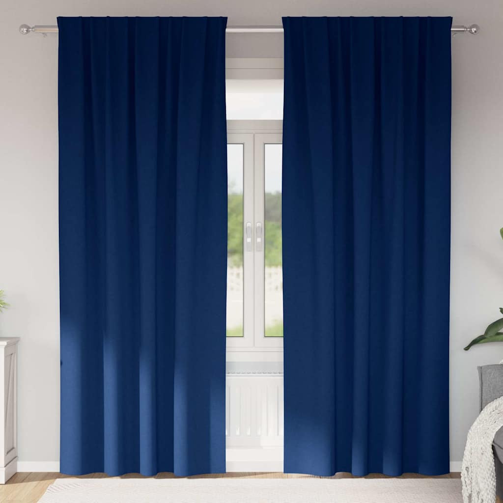vidaXL Verdunkelungs-Vorhänge mit Ringen 2 pcs Dunkelblau 245 x 140 cm