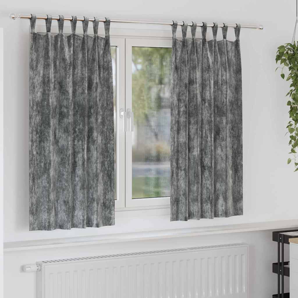 vidaXL Samtvorhänge mit Vorhängen 2 pcs Grau 175 x 140 cm Samt