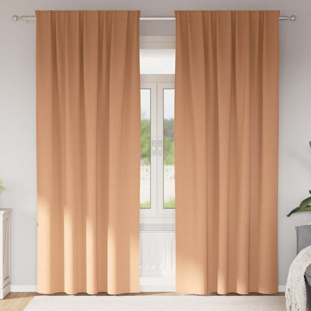 vidaXL Verdunkelungs-Vorhänge mit Ringen 2 pcs Hellbraun 245 x 140 cm