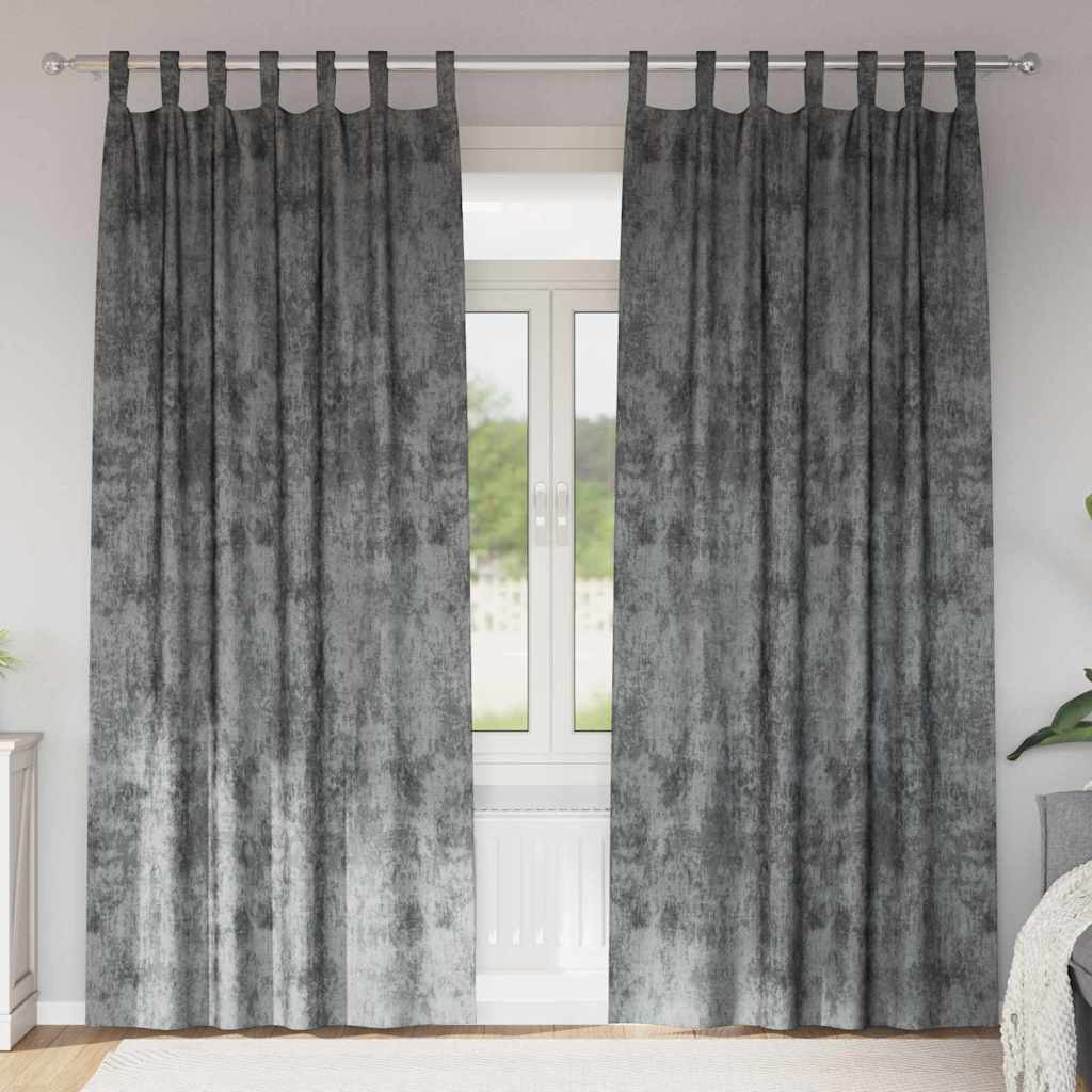 vidaXL Samtvorhänge mit Vorhängen 2 pcs Grau 260 x 140 cm Samt