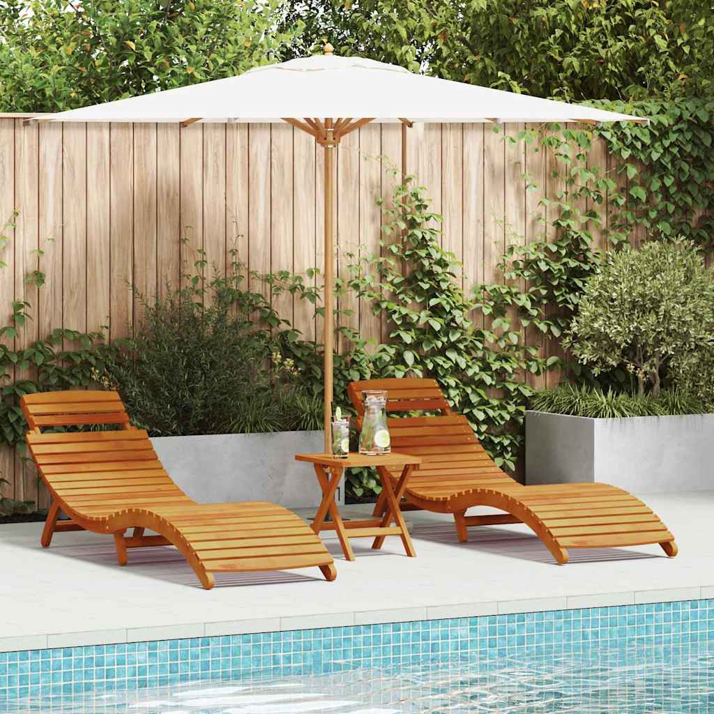 vidaXL Sonnenliege 2 pcs Braun 55 x 184 x 64cm Massivholz Akazie