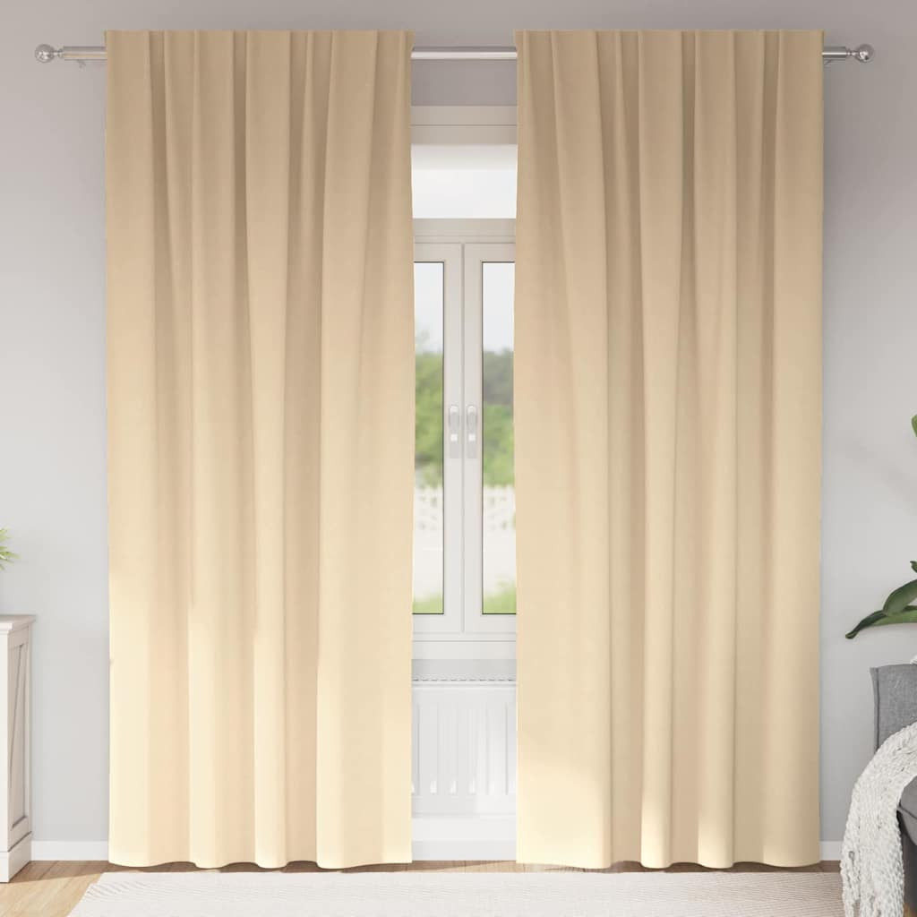 vidaXL Verdunkelungs-Vorhänge mit Ringen 2 pcs Creme 260 x 140 cm