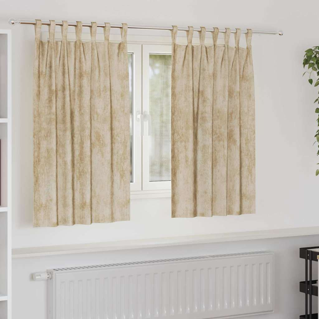 vidaXL Samtvorhänge mit Vorhängen 2 pcs Creme 140 x 140 cm Samt