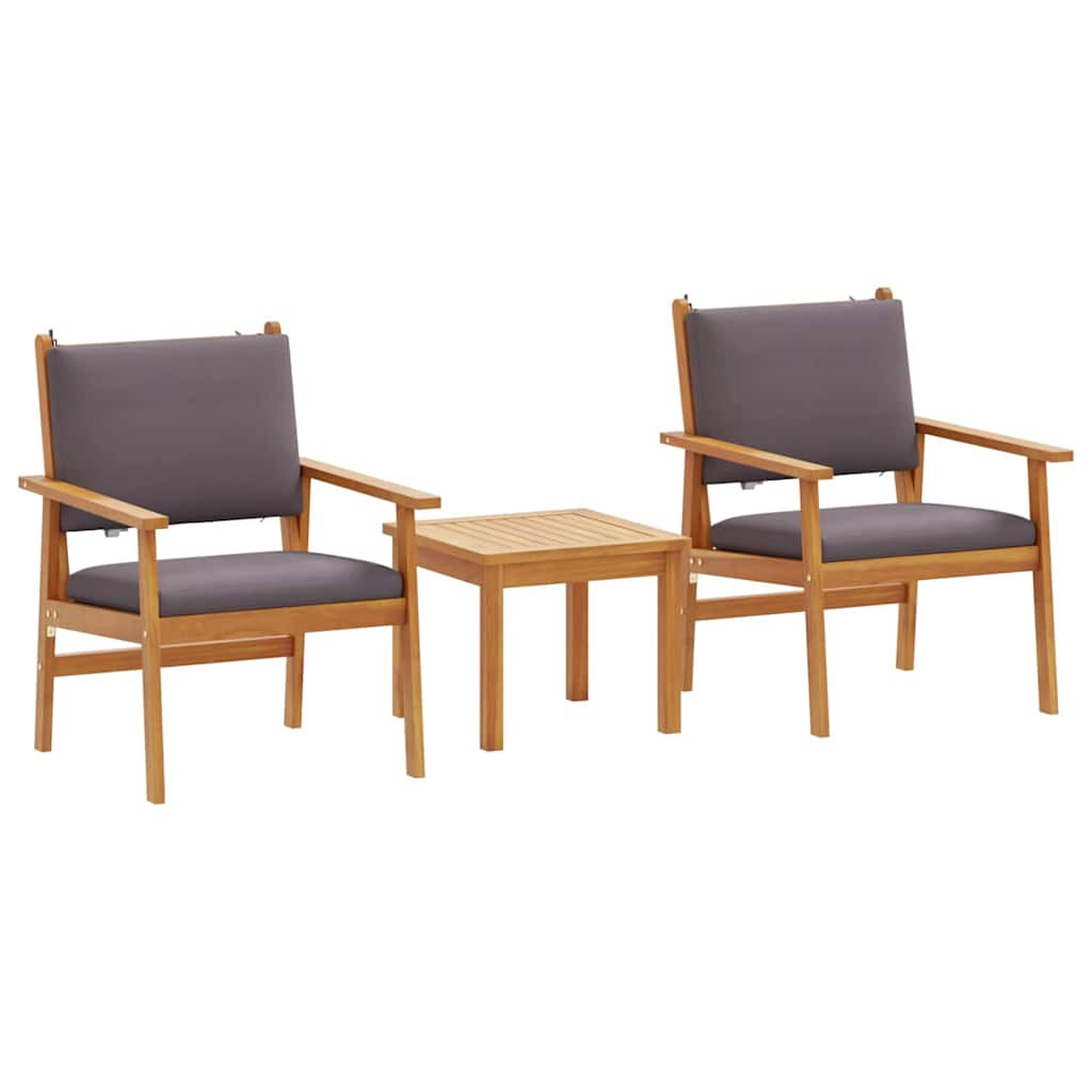 vidaXL Gartensofa-set 3 pcs Anthrazit Massivholz Akazie