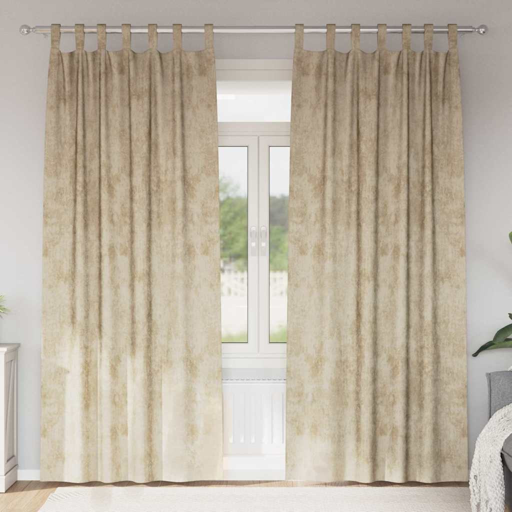 vidaXL Samtvorhänge mit Vorhängen 2 pcs Creme 245 x 140 cm Samt