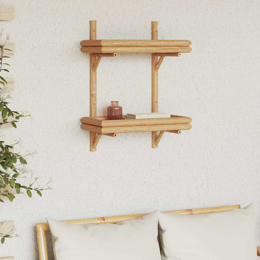 vidaXL Wandregal mit Regal Wandmontiert Braun 39 x 26 x 60 cm Bambus