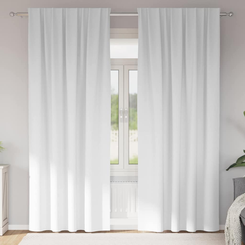 vidaXL Verdunkelungs-Vorhänge mit Ringen 2 pcs Hellweiß 260 x 140 cm