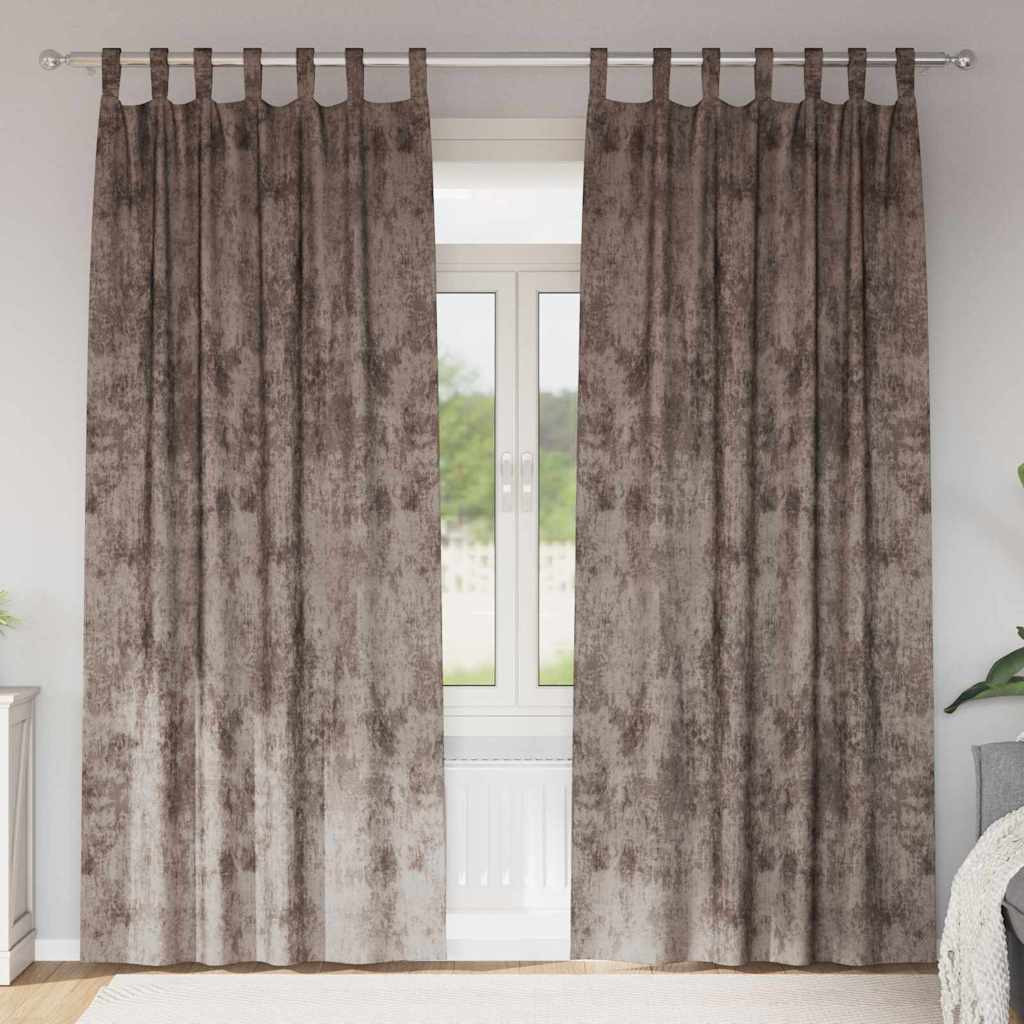vidaXL Samtvorhänge mit Vorhängen 2 pcs Cappuccino 260 x 140 cm Samt
