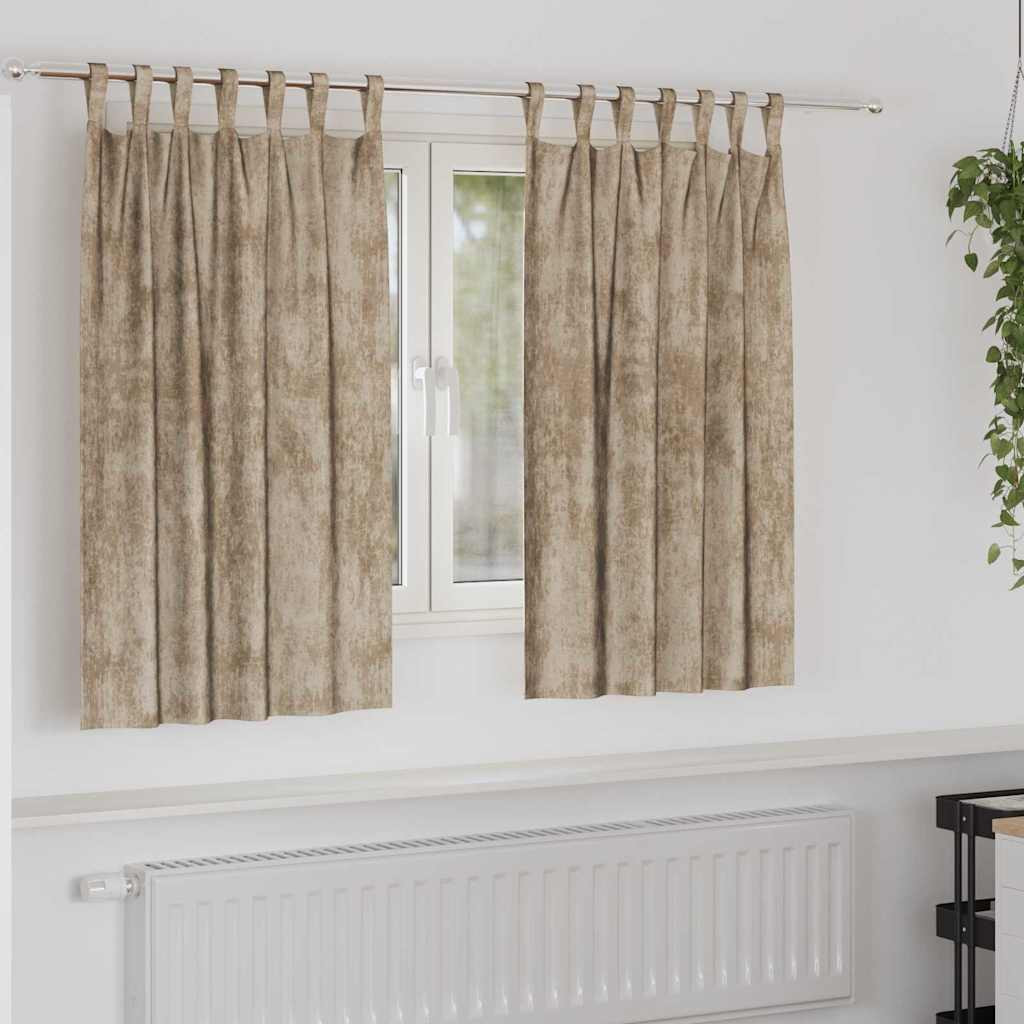 vidaXL Samtvorhänge mit Vorhängen 2 pcs Champagner 140 x 140 cm Samt