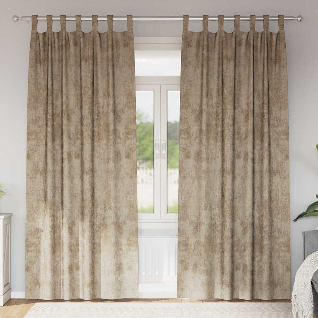 vidaXL Samtvorhänge mit Vorhängen 2 pcs Champagner 225 x 140 cm Samt