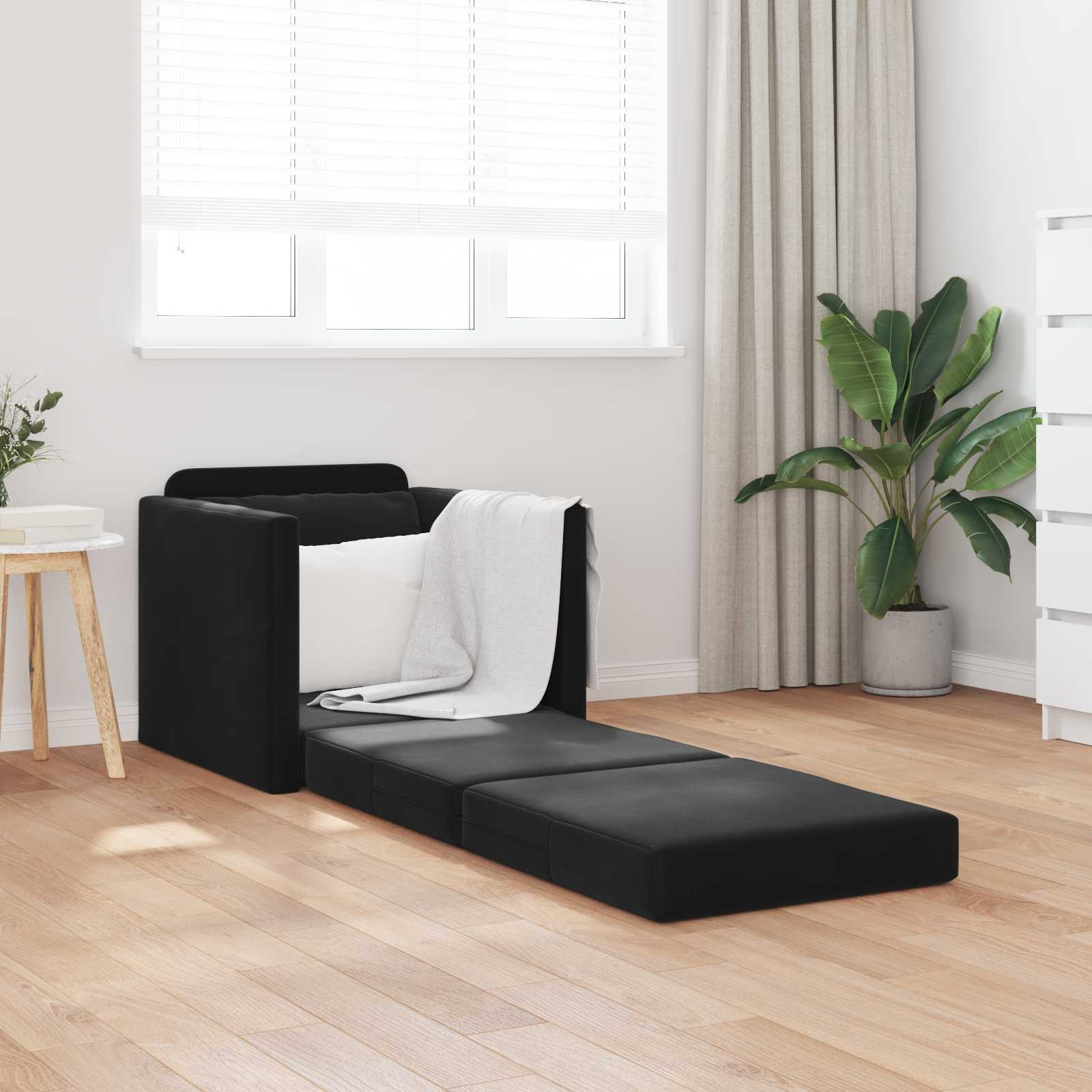 vidaXL Schlafsofa Schwarz 74 x 77 x 81 cm Samt