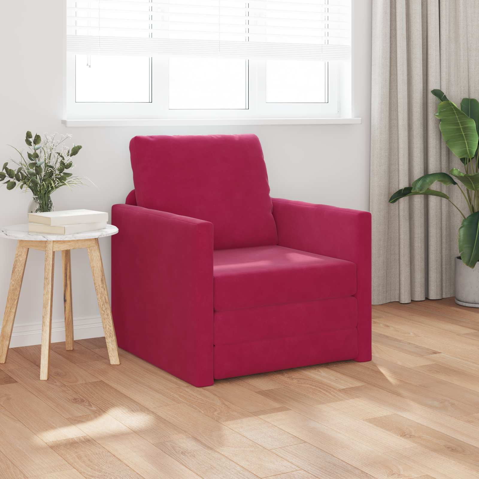 vidaXL Schlafsofa Weinrot 74 x 77 x 81 cm Samt