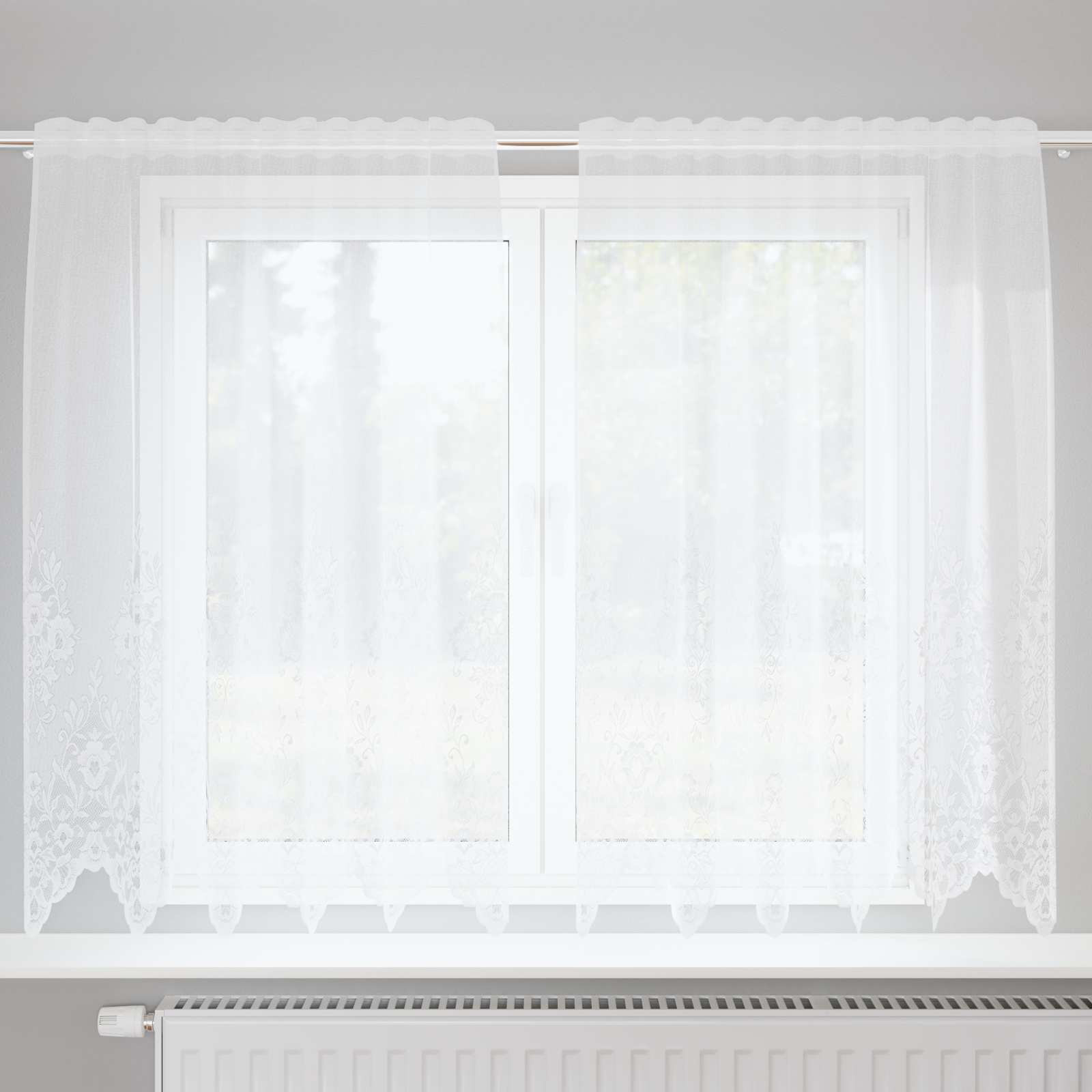 vidaXL Spitzenvorhang mit Vorhängen Weiß 150 x 160 cm Polyester
