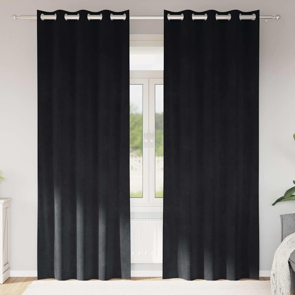 vidaXL Verdunkelungsvorhänge 2 pcs Schwarz 140 x 260 cm Samt