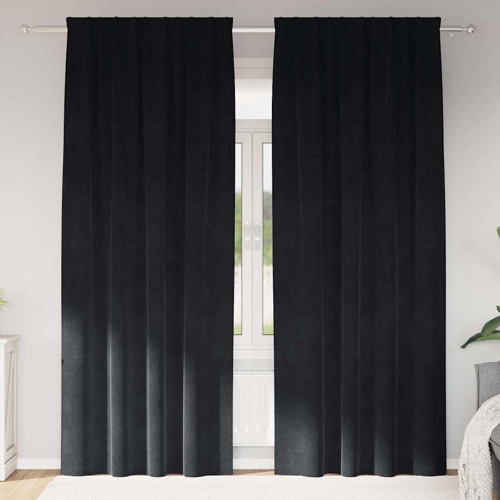 vidaXL Verdunkelungsvorhänge 2 pcs Schwarz 140 x 245 cm Samt