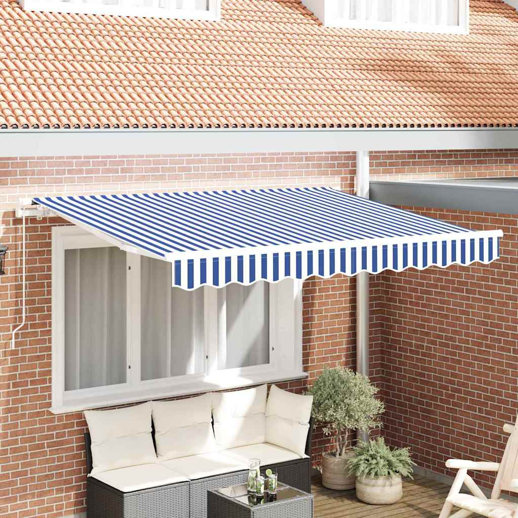 vidaXL Markisenersatzstoff Blau und Weiß 330 x 195 cm Polyester