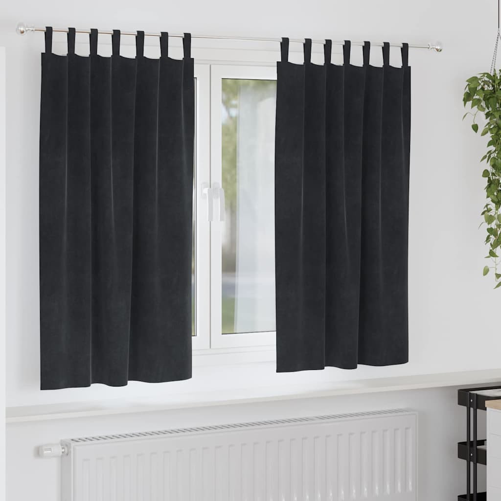 vidaXL Verdunkelungsvorhänge 2 pcs Schwarz 140 x 175 cm Samt