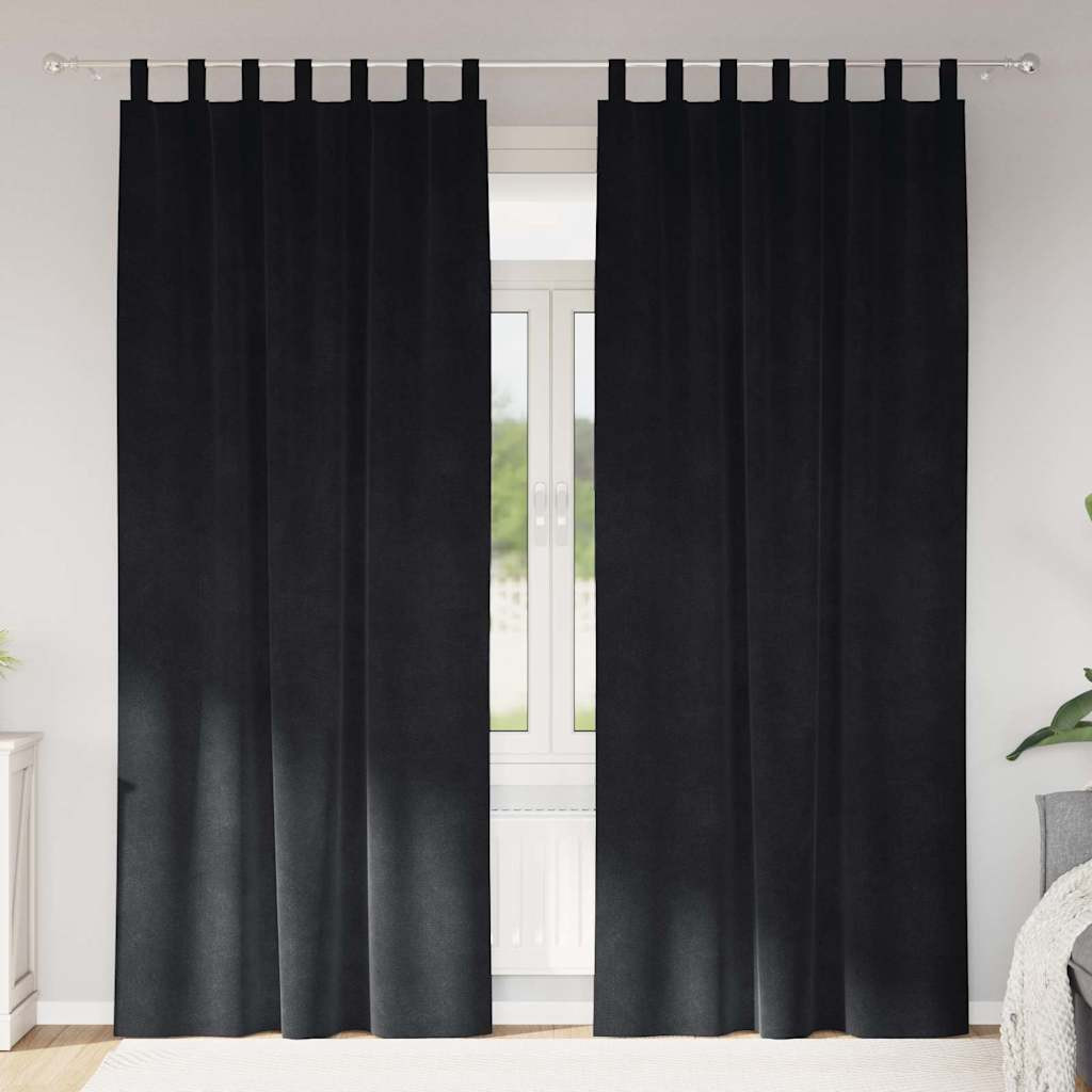 vidaXL Verdunkelungsvorhänge 2 pcs Schwarz 140 x 225 cm Samt
