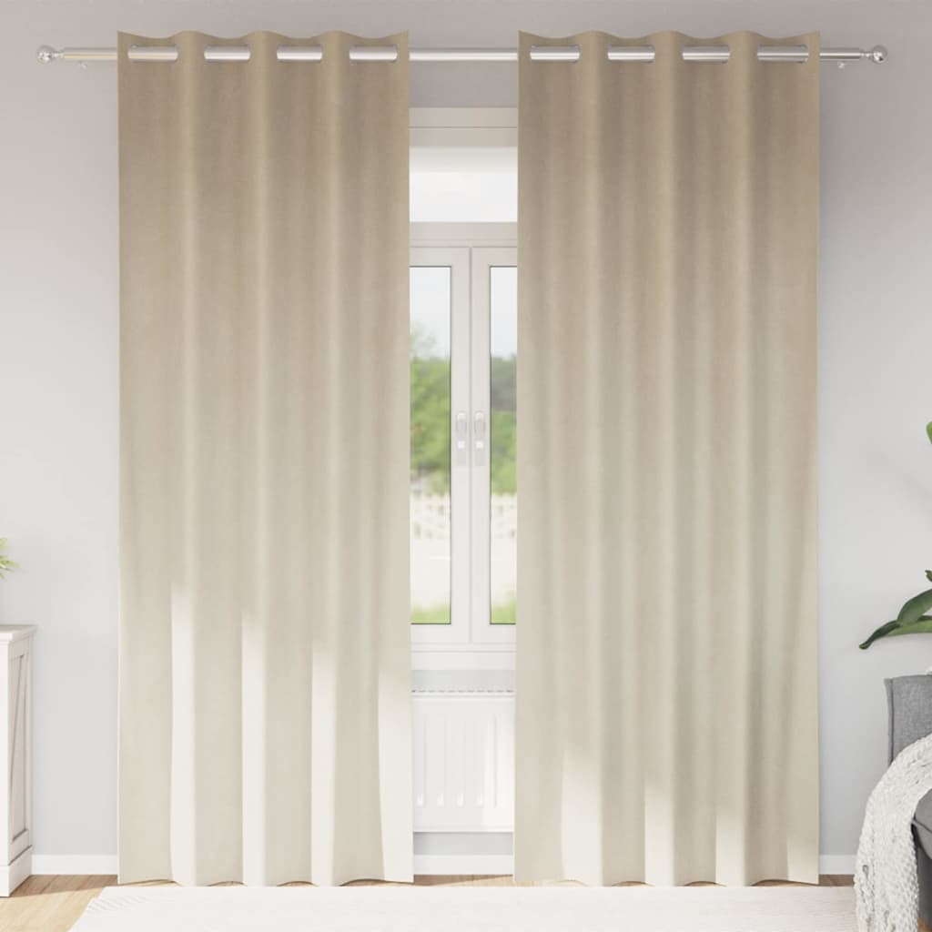 vidaXL Verdunkelungsvorhänge 2 pcs Creme 140 x 225 cm Samt