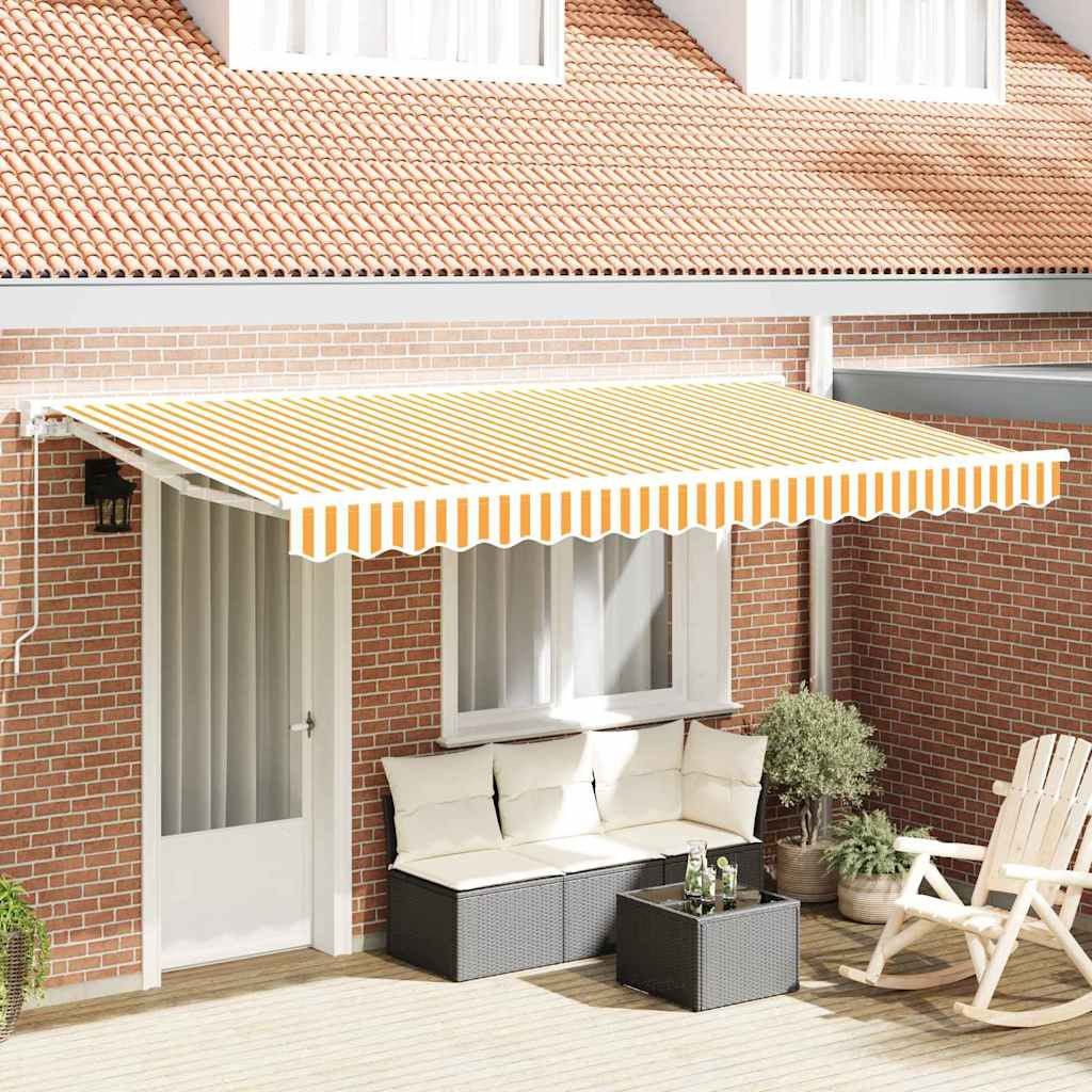 vidaXL Markisenersatzstoff Gelb und Weiß 380 x 195 cm Polyester