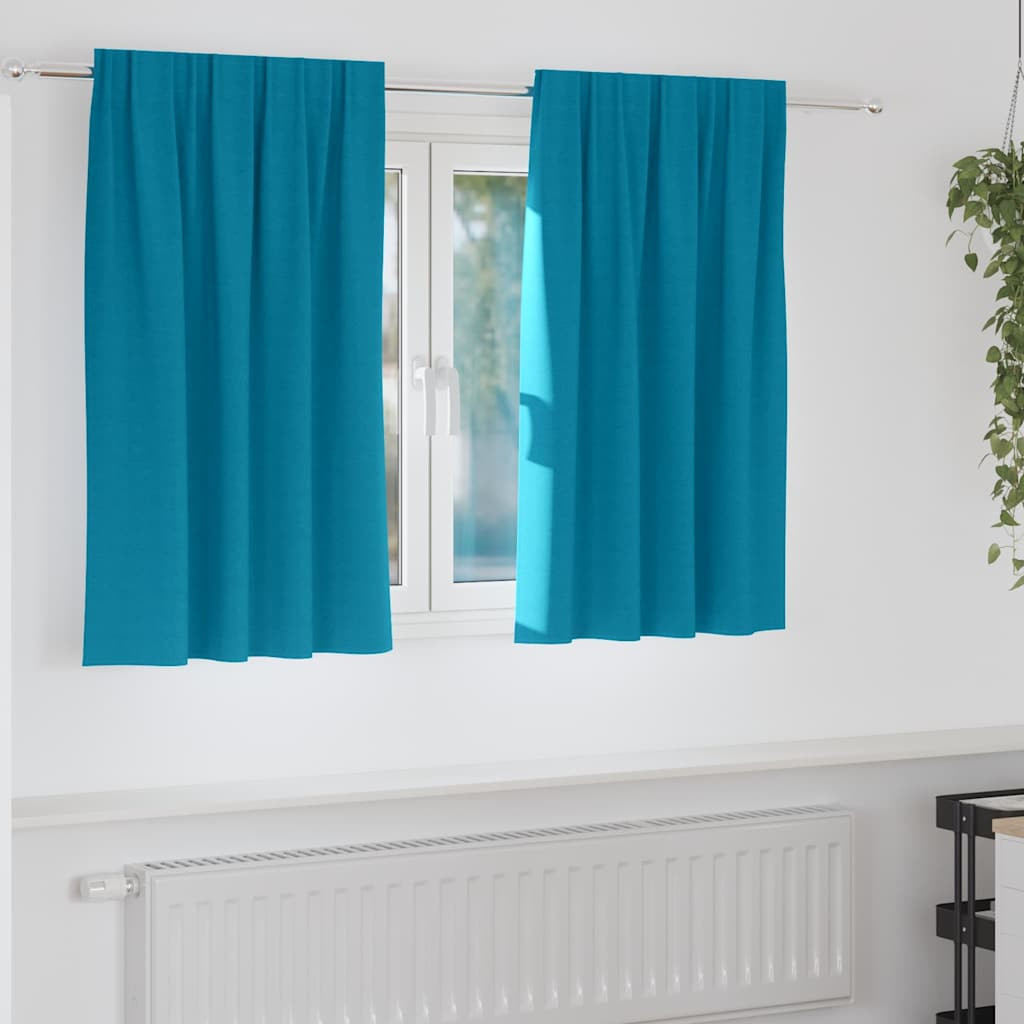 vidaXL Verdunkelungs-Vorhänge mit Ringen 2 pcs Türkis 140 x 140 cm