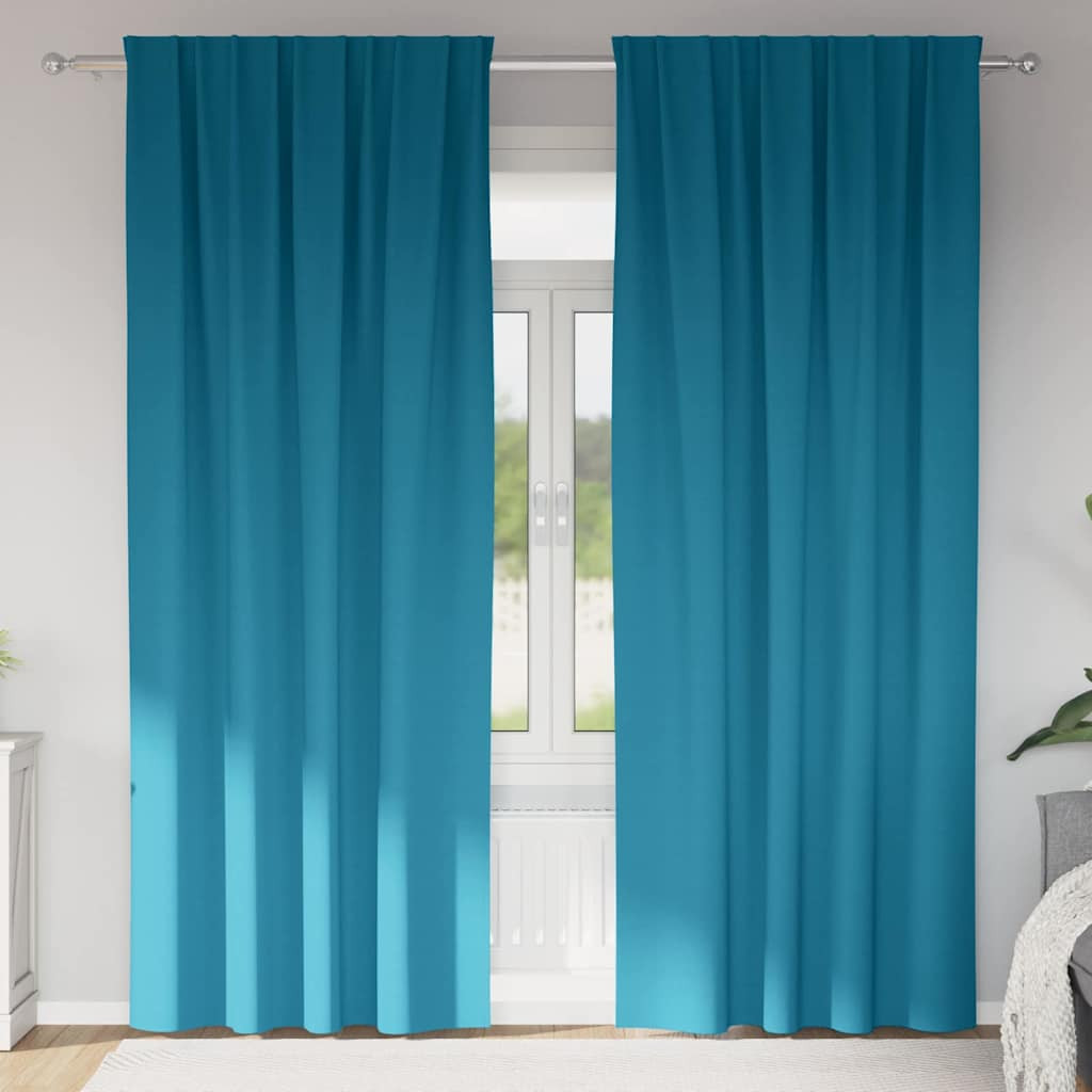 vidaXL Verdunkelungs-Vorhänge mit Ringen 2 pcs Türkis 260 x 140 cm