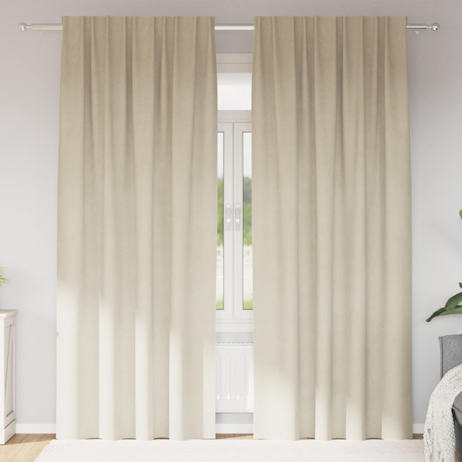 vidaXL Verdunkelungsvorhänge 2 pcs Creme 140 x 260 cm Samt