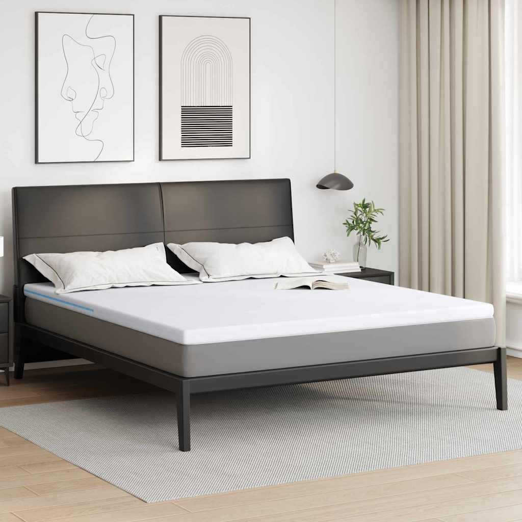vidaXL Matratzenauflage Weiß 200 x 200 cm Jacquard-Stoff