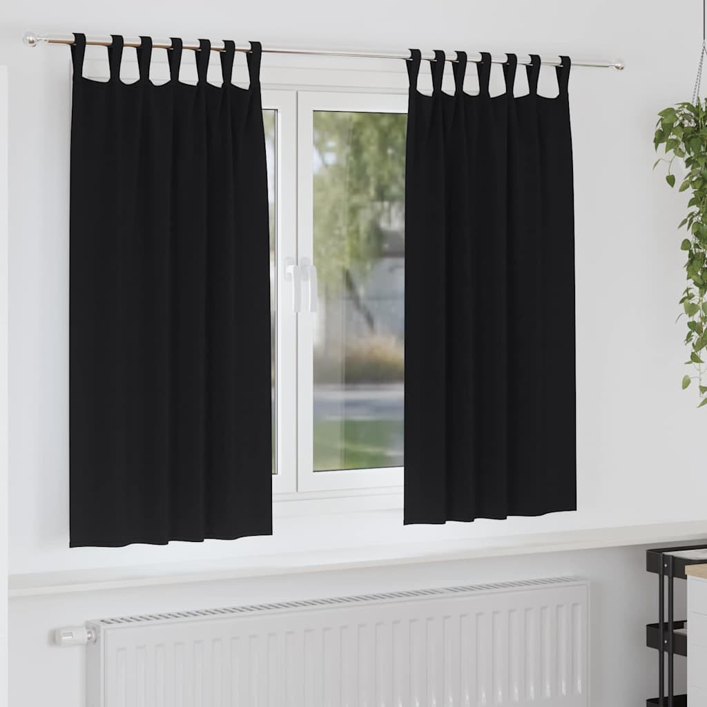 vidaXL Verdunkelungs-Vorhänge mit Ringen 2 pcs Schwarz 175 x 140 cm