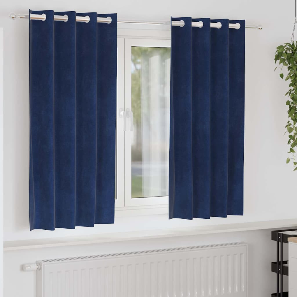 vidaXL Verdunkelungsvorhänge 2 pcs Dunkelblau 140 x 175 cm Samt