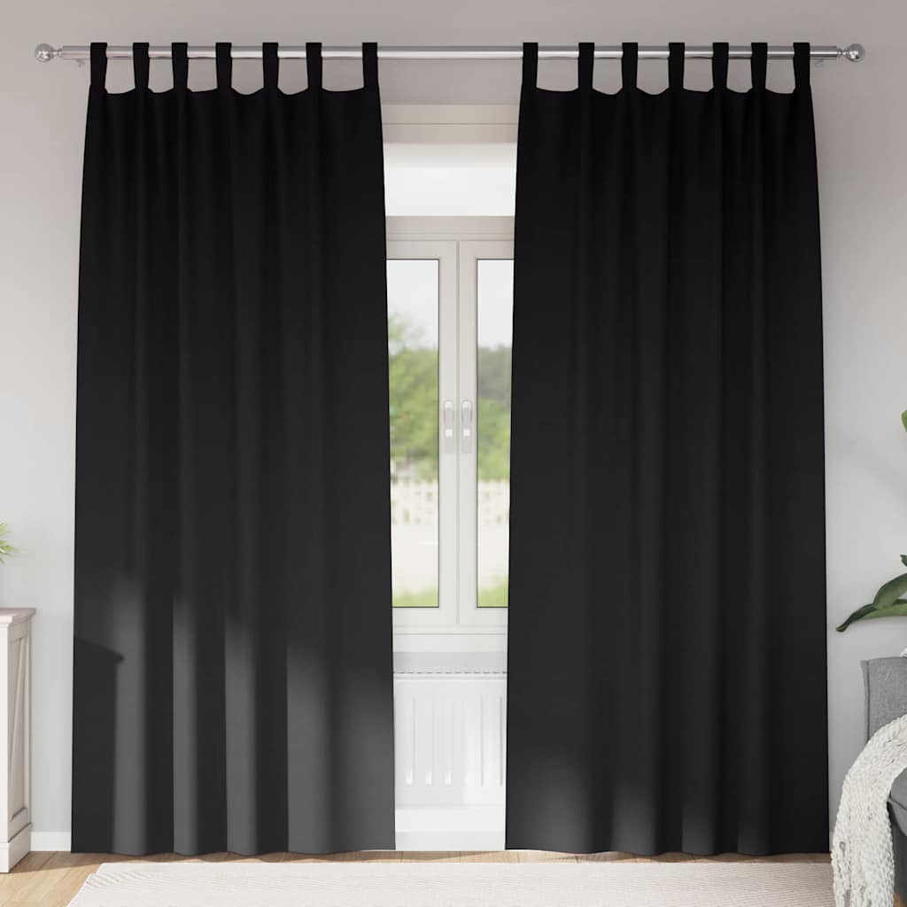 vidaXL Verdunkelungs-Vorhänge mit Ringen 2 pcs Schwarz 260 x 140 cm