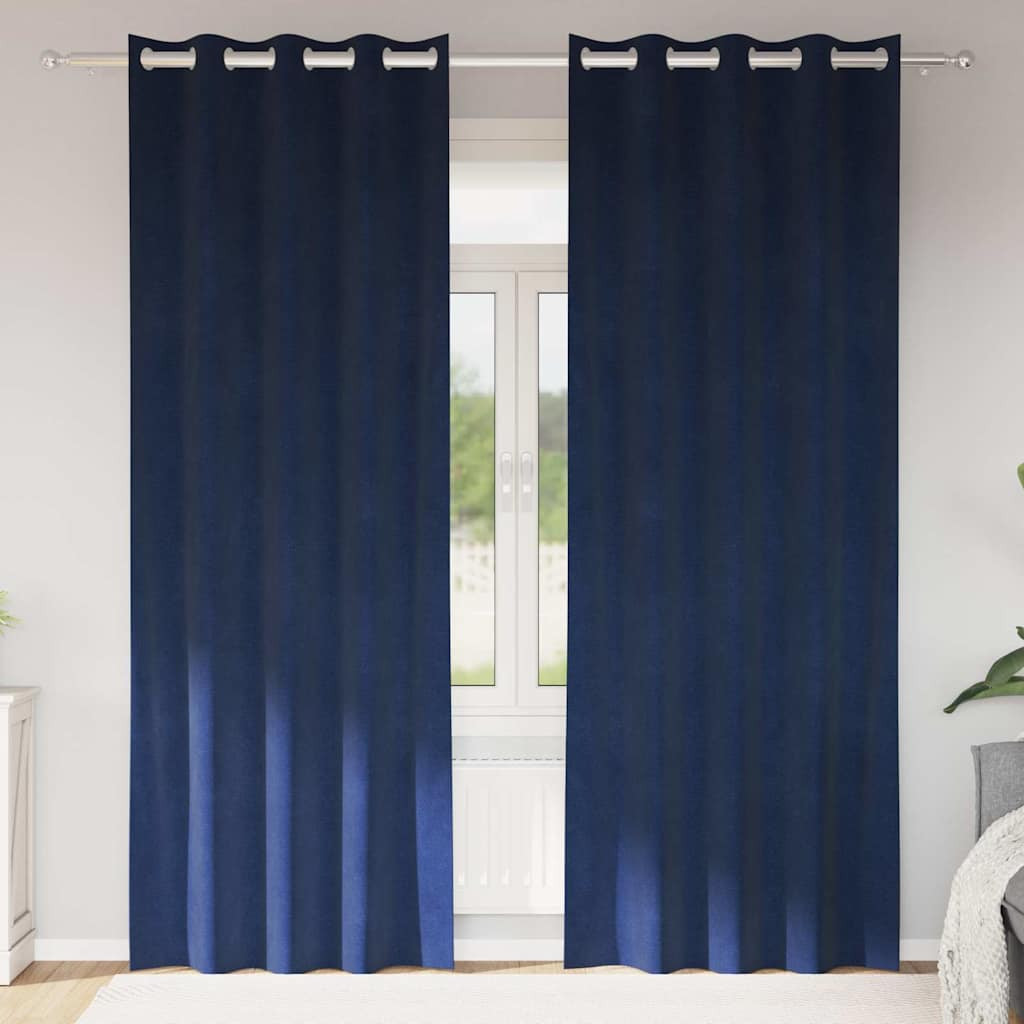 vidaXL Verdunkelungsvorhänge 2 pcs Dunkelblau 140 x 245 cm Samt