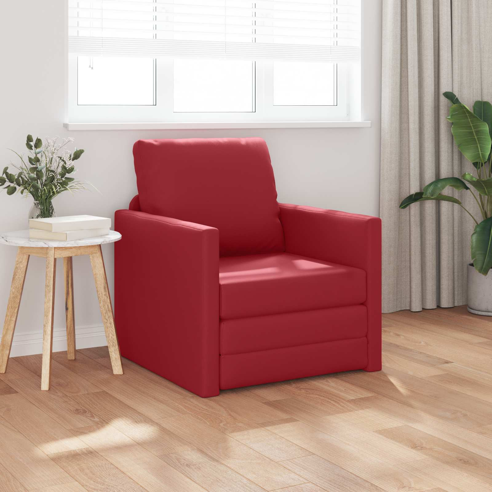 vidaXL Schlafsofa 60cm Weinrot Kunstleder