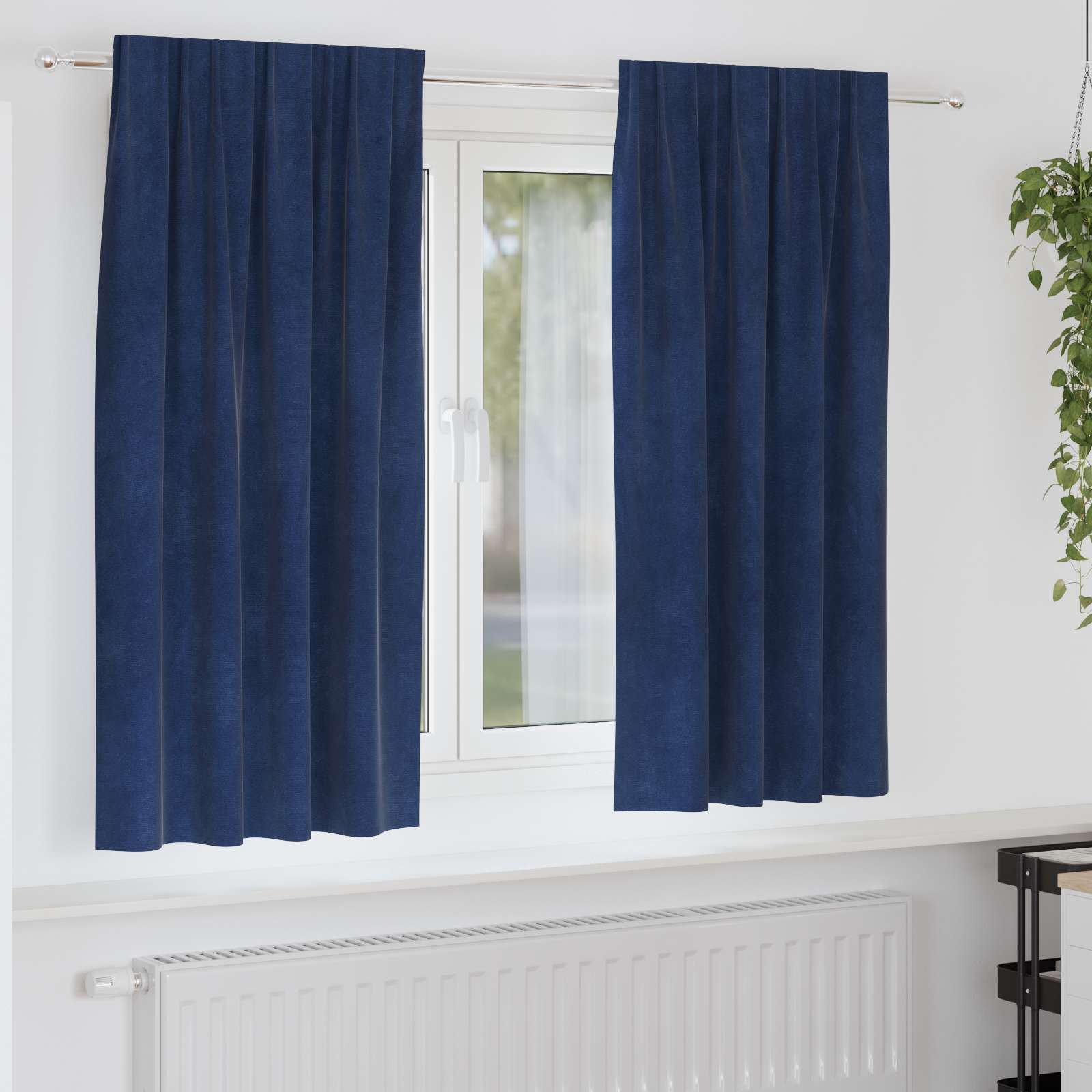 vidaXL Verdunkelungsvorhänge 2 pcs Dunkelblau 140 x 175 cm Samt