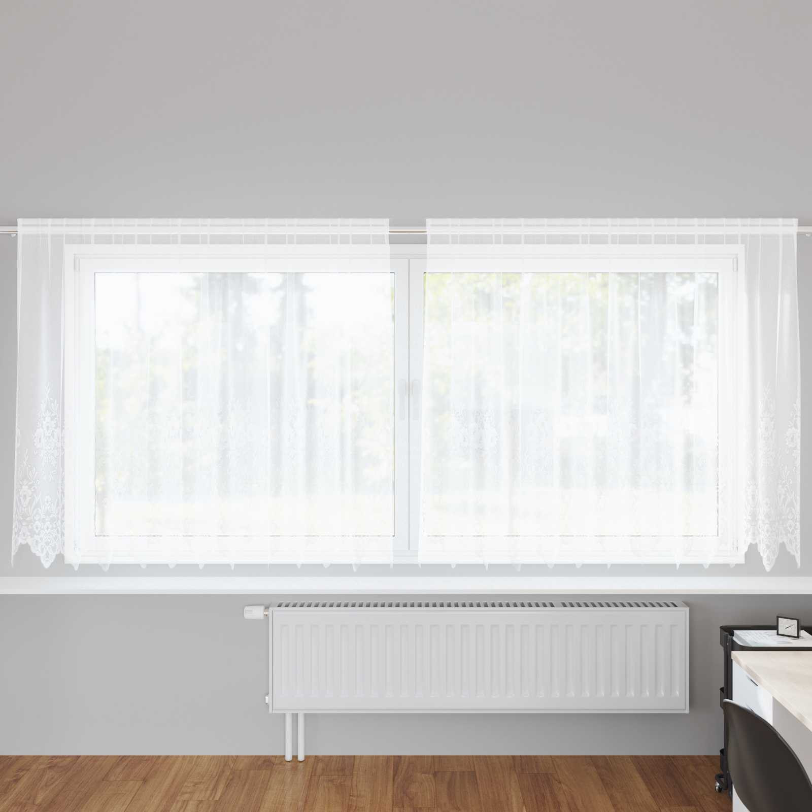 vidaXL Spitzenvorhang mit Vorhängen Floral Weiß 160 x 300 cm Polyester