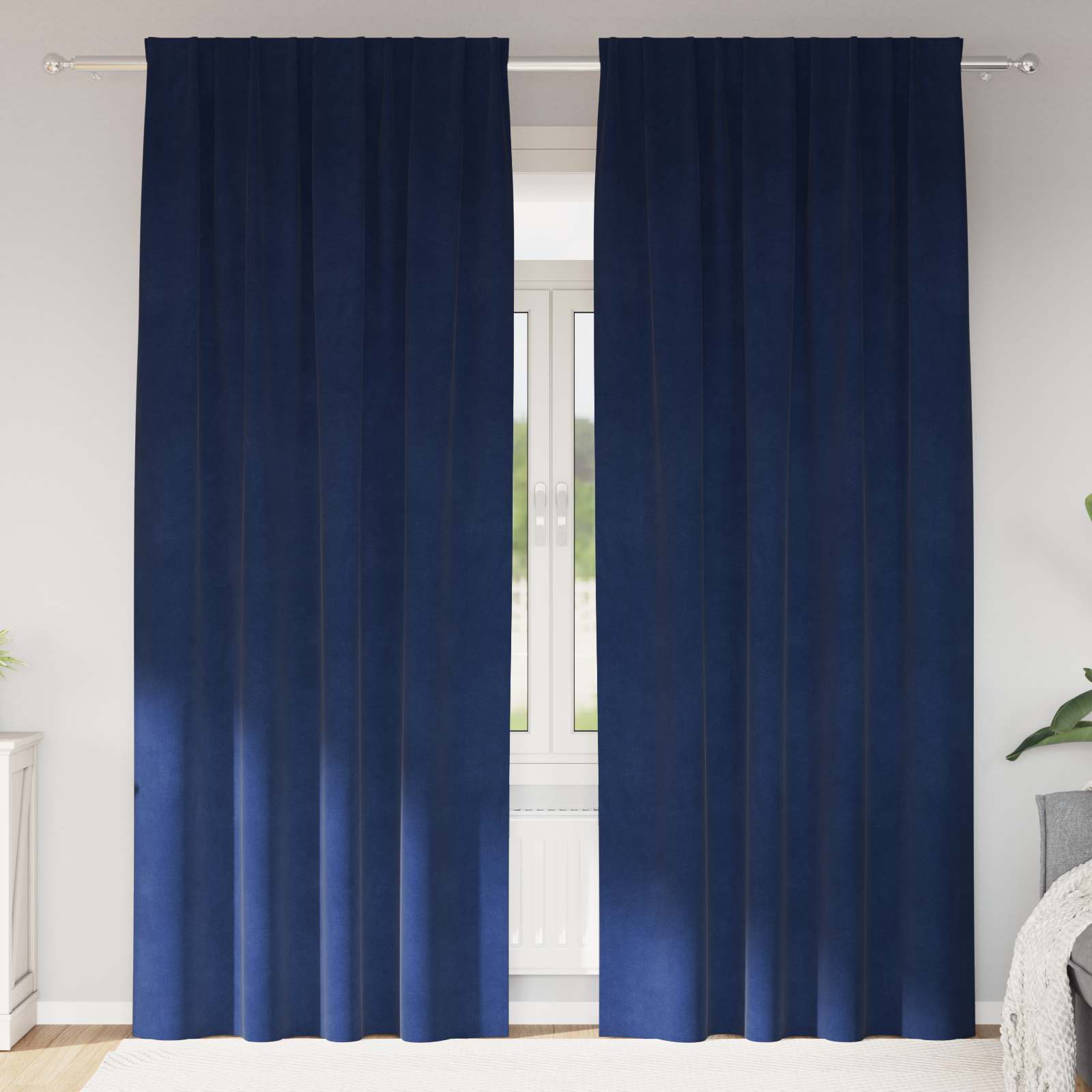 vidaXL Verdunkelungsvorhänge 2 pcs Dunkelblau 140 x 260 cm Samt