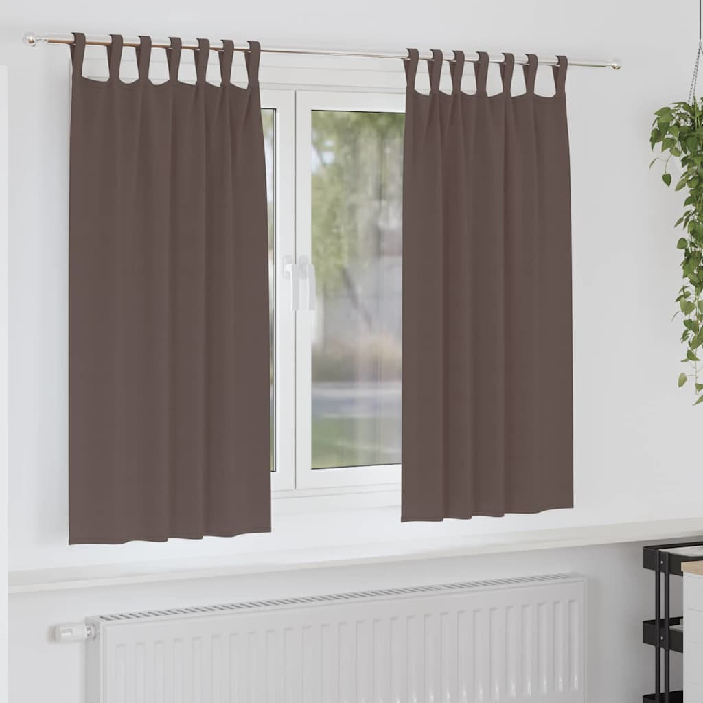 vidaXL Verdunkelungs-Vorhänge mit Ringen 2 pcs Dunkelbraun