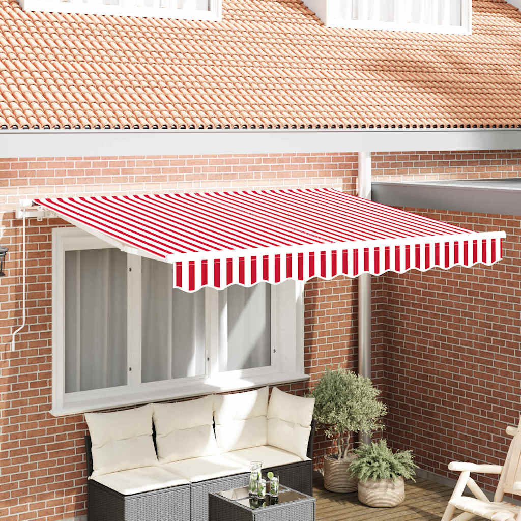 vidaXL Markisenersatzstoff Rot und Weiß 235 x 195 cm Polyester