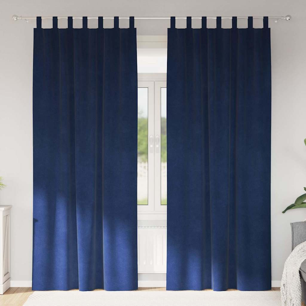 vidaXL Verdunkelungsvorhänge 2 pcs Dunkelblau 140 x 260 cm Samt