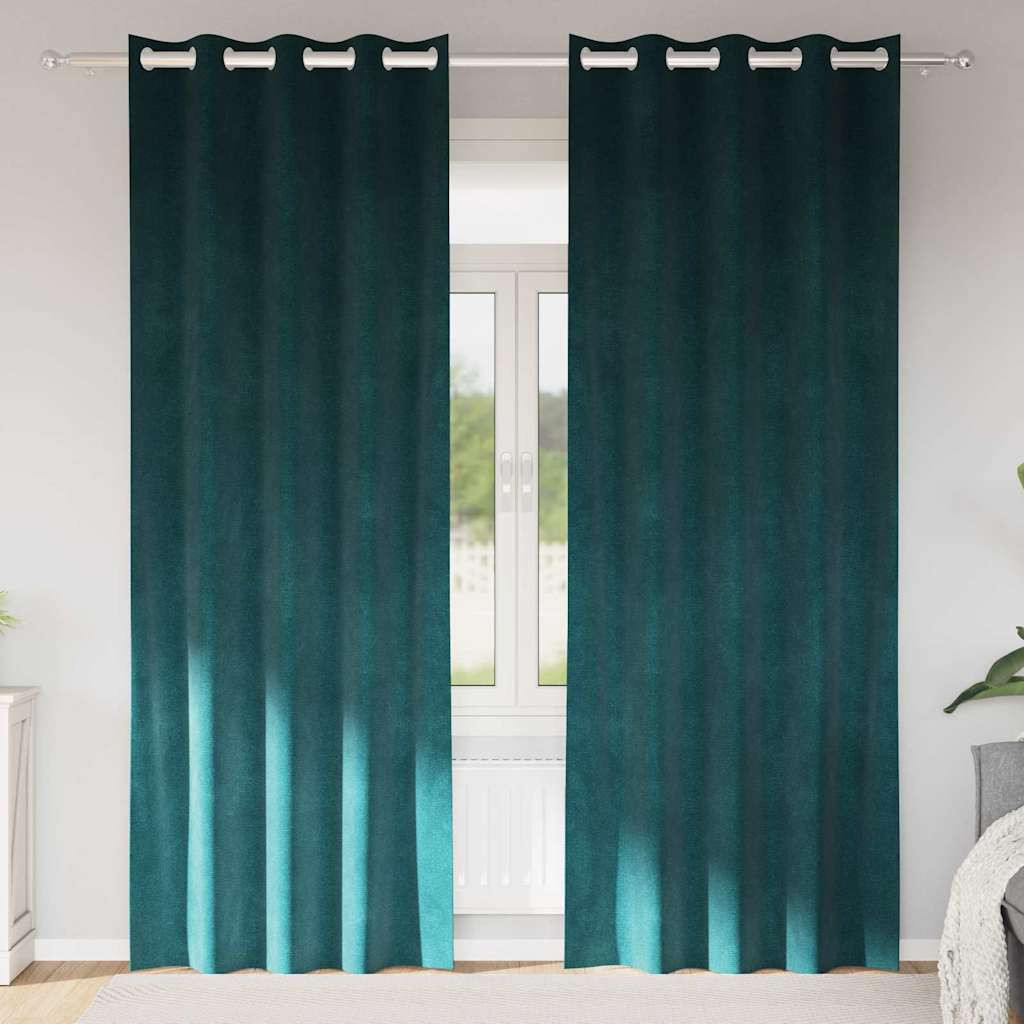 vidaXL Verdunkelungsvorhänge 2 pcs Dunkelgrün 140 x 225 cm Samt