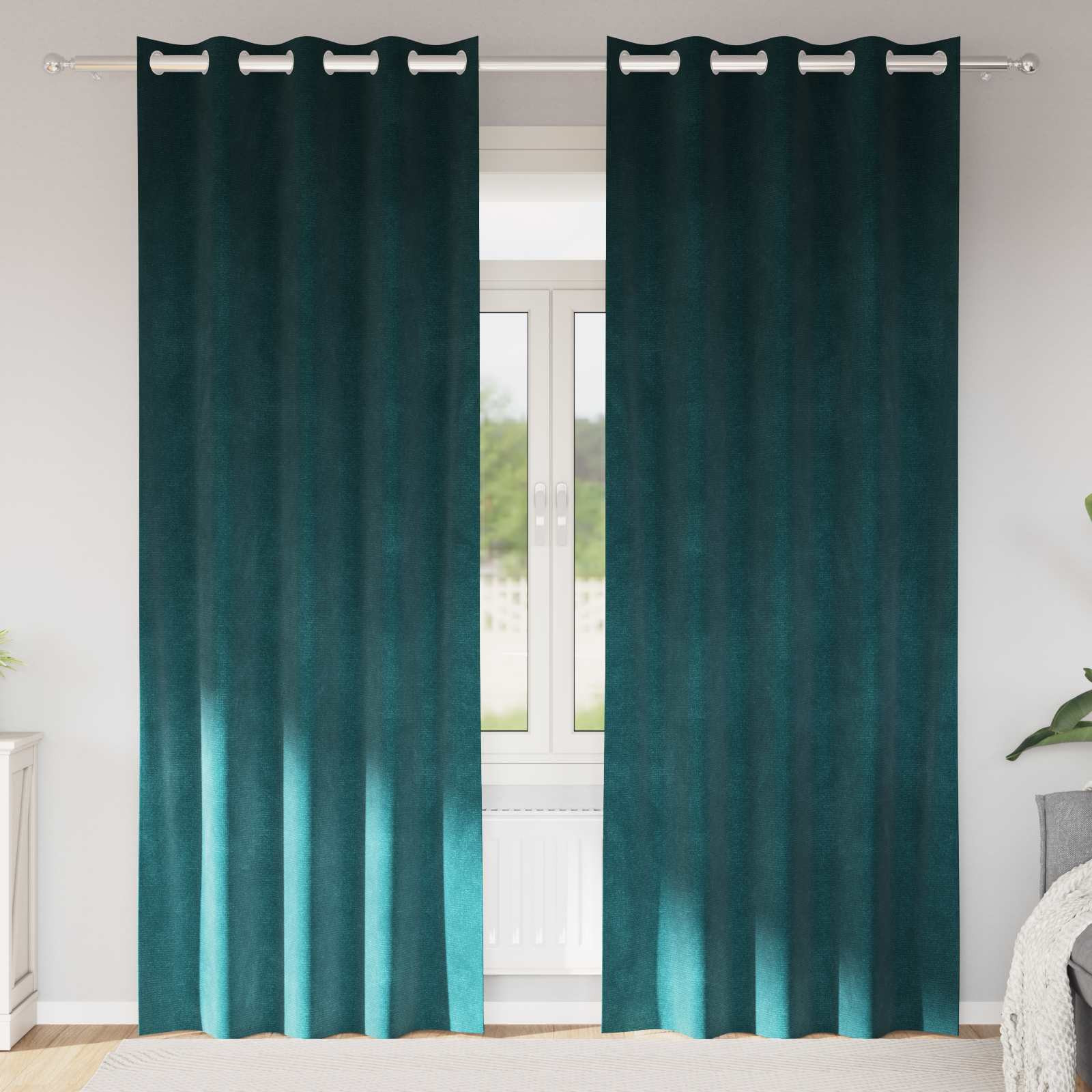 vidaXL Verdunkelungsvorhänge 2 pcs Dunkelgrün 140 x 245 cm Samt