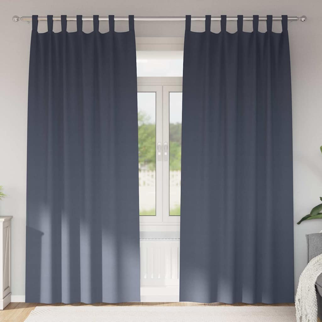 vidaXL Verdunkelungs-Vorhänge mit Ringen 2 pcs Anthrazit 245 x 140 cm