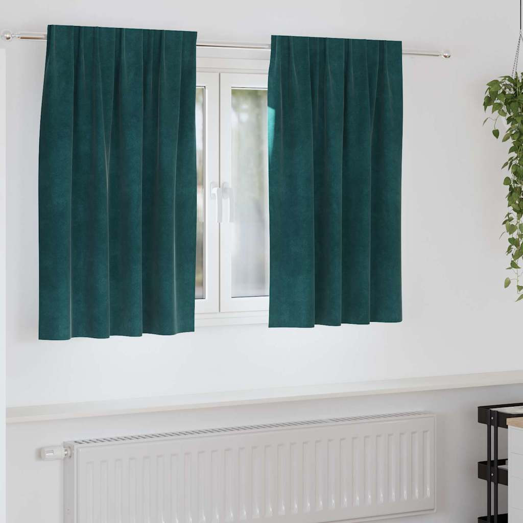 vidaXL Verdunkelungsvorhänge 2 pcs Dunkelgrün 140 x 140 cm Samt
