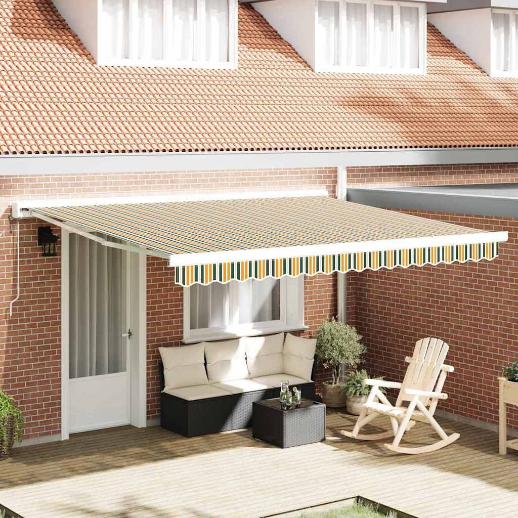 vidaXL Markisenersatzstoff Grün und Gelb 380 x 295 cm Polyester