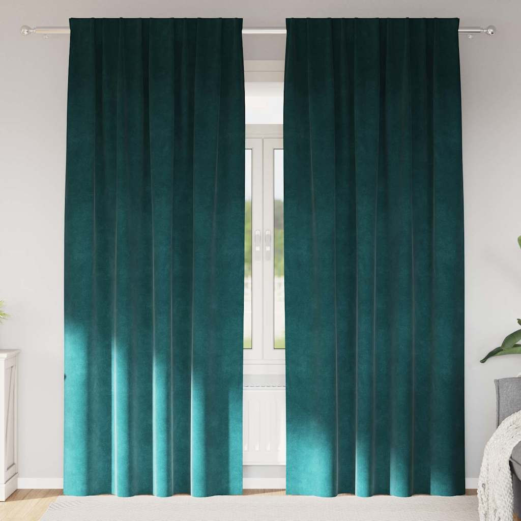 vidaXL Verdunkelungsvorhänge 2 pcs Dunkelgrün 140 x 245 cm Samt