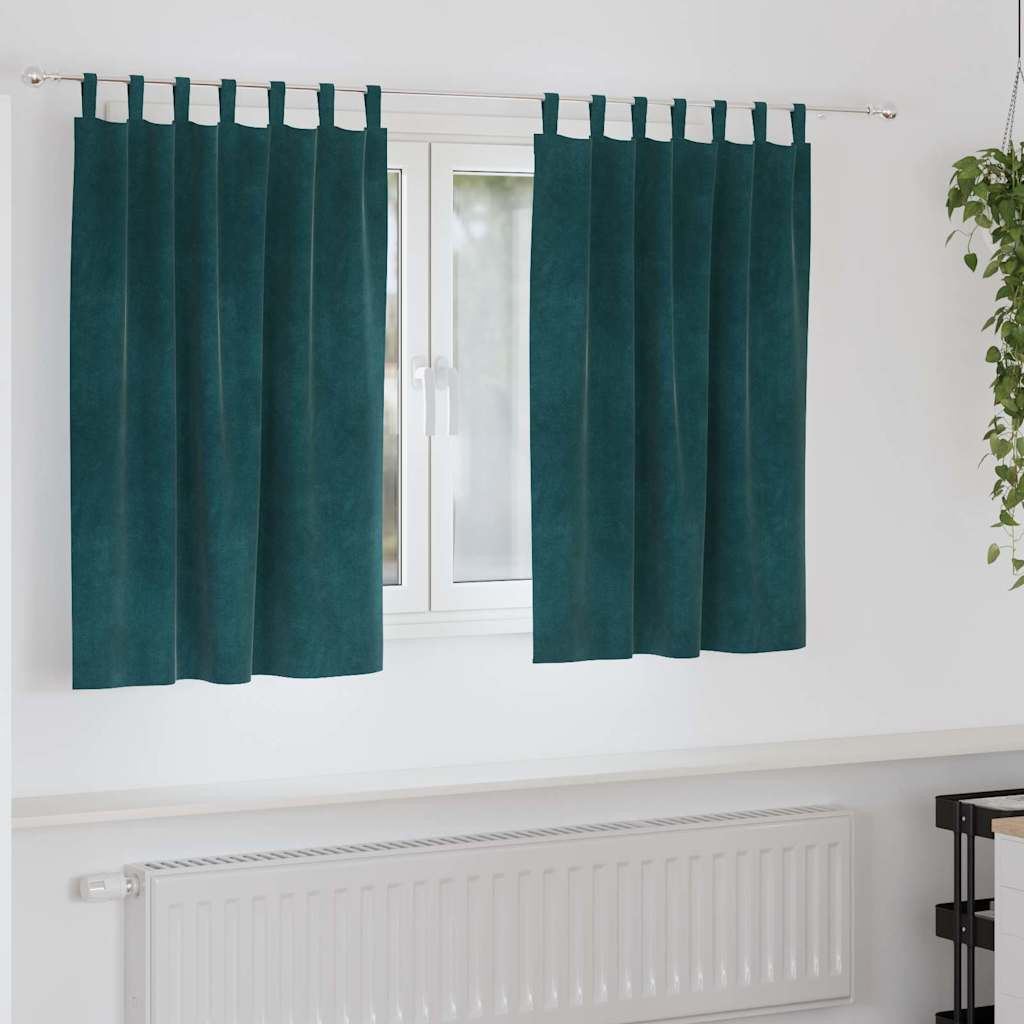 vidaXL Verdunkelungsvorhänge 2 pcs Dunkelgrün 140 x 140 cm Samt