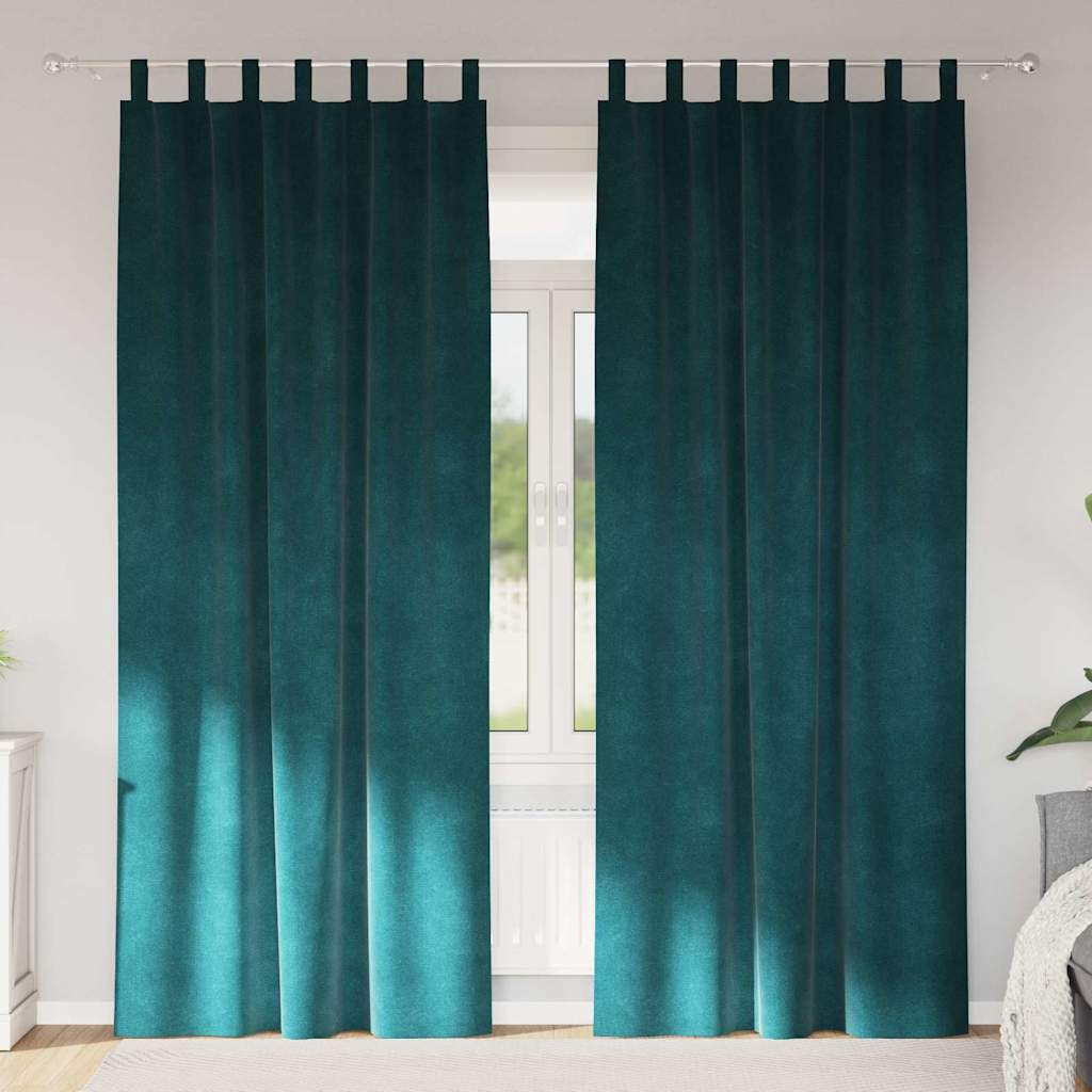 vidaXL Verdunkelungsvorhänge 2 pcs Dunkelgrün 140 x 225 cm Samt