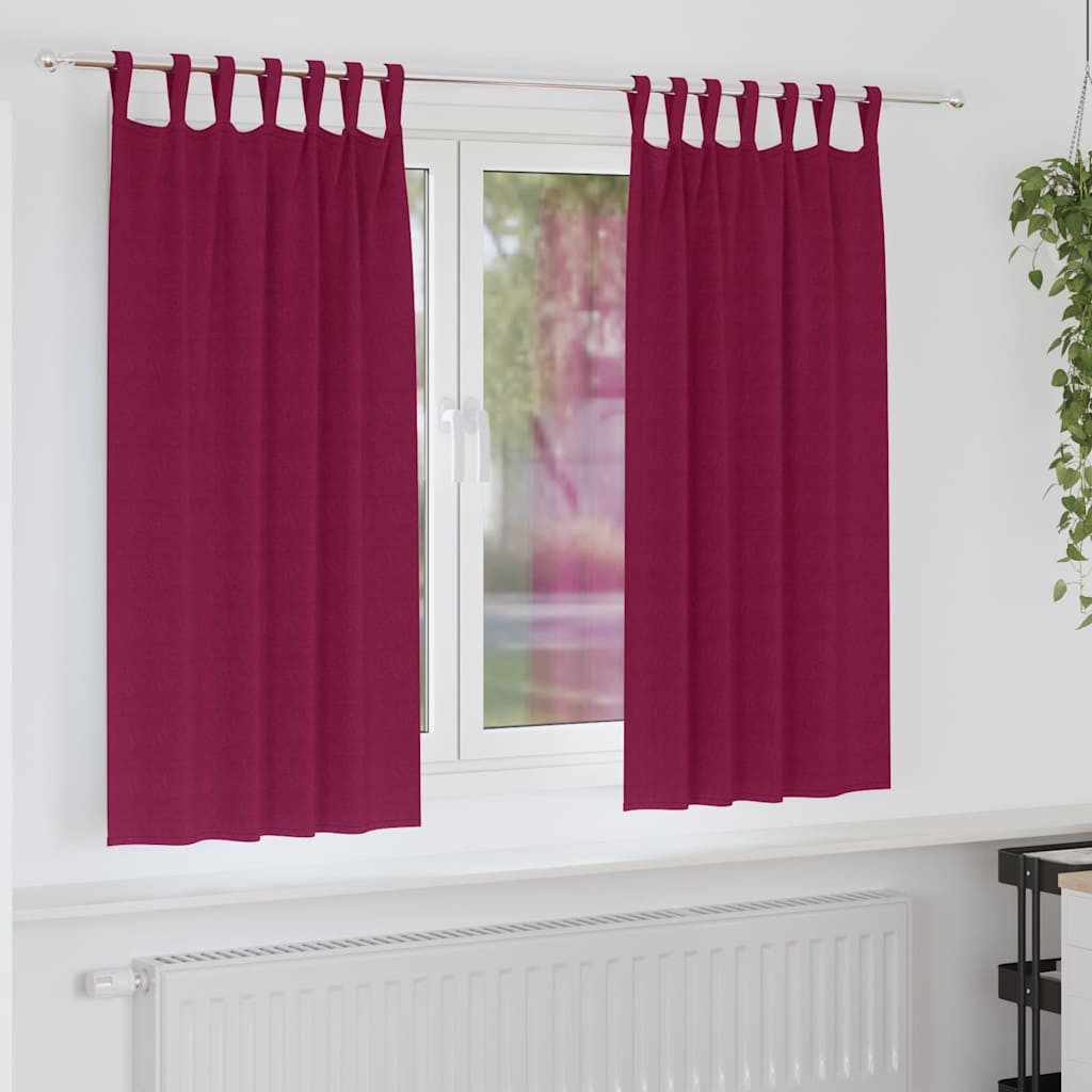 vidaXL Verdunkelungs-Vorhänge mit Ringen 2 pcs Weinrot 175 x 140 cm